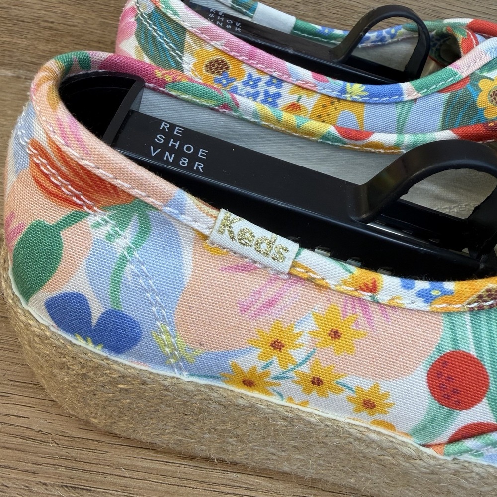 Keds x Rifle Paper Co Triple Kick Jute Sneakers Floral Womens Sz 7.5 NEW - Picture 3 of 10